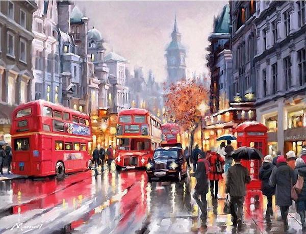Masterpiece By Numbers, Painting On Canvas - 'London In The Rain